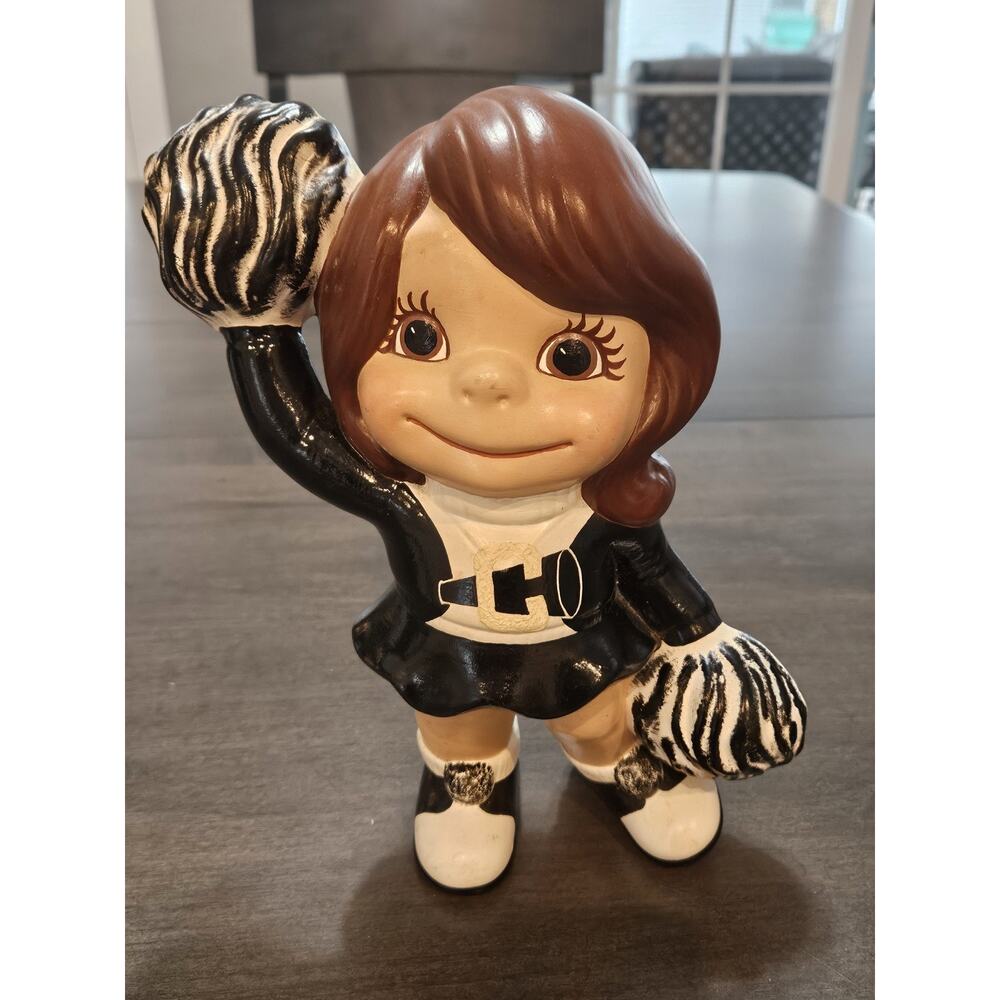 Vintage Chalk Ware Cheerleading Cheer 1970s Hand Painted Figure Repaint for fun!